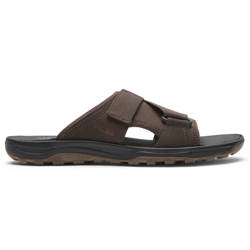 Rockport Men's Xcs Trail Technique Velcro Slides - Brown - USA (1970XSNPB)